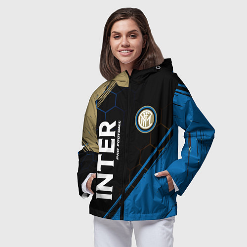 Женская ветровка INTER Pro Football Краска / 3D-Черный – фото 3
