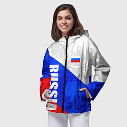 Ветровка с капюшоном женская RUSSIA - SPORTWEAR - ТРИКОЛОР, цвет: 3D-черный — фото 2
