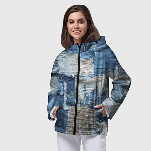 Женская ветровка Пэчворк Рваная ткань Hype / 3D-Черный – фото 3