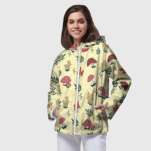 Женская ветровка Mushroom, грибы- грибочки / 3D-Белый – фото 3