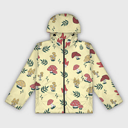 Ветровка с капюшоном женская Mushroom, грибы- грибочки, цвет: 3D-черный