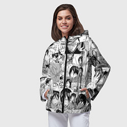 Ветровка с капюшоном женская Бакуман паттерн, цвет: 3D-черный — фото 2