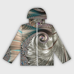 Ветровка с капюшоном женская Fractal pattern Spiral Серебристый фрактал спираль, цвет: 3D-белый