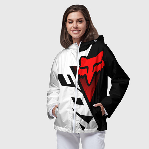 Женская ветровка MOTO FOX - Мотокросс / 3D-Белый – фото 3