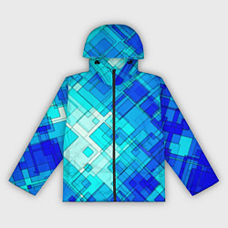 Ветровка с капюшоном женская СИНЕ ГОЛУБЫЕ КВАДРАТЫ, цвет: 3D-черный