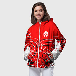 Ветровка с капюшоном женская Чёрный клевер black clover Краски, цвет: 3D-белый — фото 2