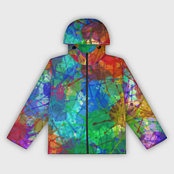 Ветровка с капюшоном женская Разноцветные кляксы, цвет: 3D-черный