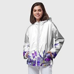 Ветровка с капюшоном женская Любимые Ирисы, цвет: 3D-белый — фото 2