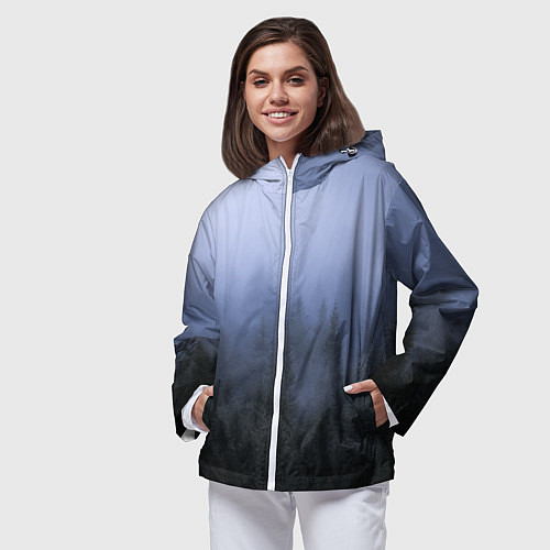 Женская ветровка Лес в ночи / 3D-Белый – фото 3