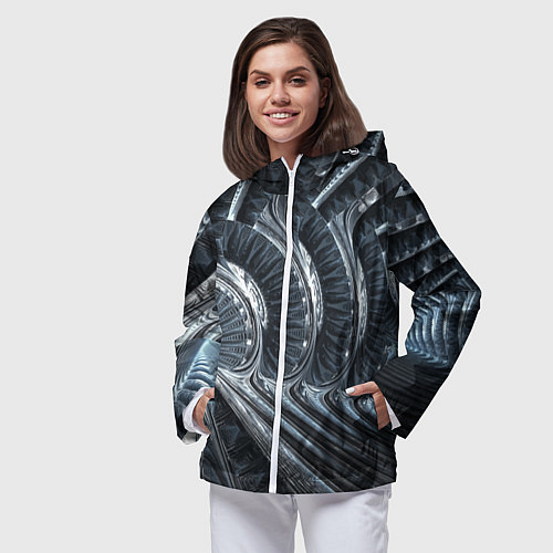 Женская ветровка Фрактальный абстрактный паттерн Броня Fractal Abst / 3D-Белый – фото 3