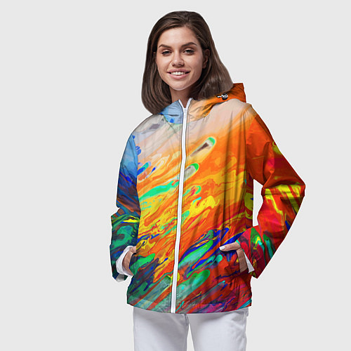 Женская ветровка Буйство красок Лето Riot of colors Summer / 3D-Белый – фото 3