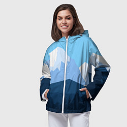 Ветровка с капюшоном женская Горы, лес, канатная дорога, цвет: 3D-белый — фото 2
