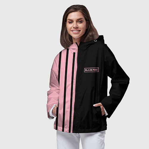 Женская ветровка BLACKPINK HALF BLACK-PINK MINI LOGO / 3D-Черный – фото 3