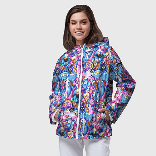 Женская ветровка POPPY PLAYTIME HAGGY WAGGY AND KISSY MISSY LOVE / 3D-Белый – фото 3