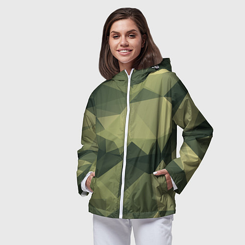 Женская ветровка 3д полигоны - камуфляж / 3D-Белый – фото 3