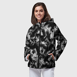 Ветровка с капюшоном женская Черно-белый абстрактный камуфляж, цвет: 3D-черный — фото 2