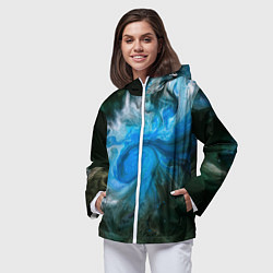 Ветровка с капюшоном женская Неоновые краски - Синий, цвет: 3D-белый — фото 2