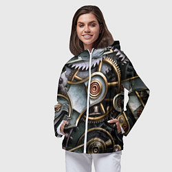 Ветровка с капюшоном женская Механизм из шестерёнок в стиле Стимпанк, цвет: 3D-белый — фото 2