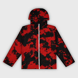 Ветровка с капюшоном женская Черно-красная абстракция, цвет: 3D-белый