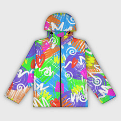 Ветровка с капюшоном женская Яркий геометрический принт на белом фоне, цвет: 3D-черный