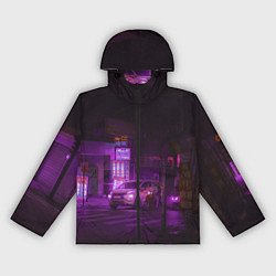 Ветровка с капюшоном женская Неоновый ночной переход - Фиолетовый, цвет: 3D-черный