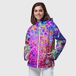 Ветровка с капюшоном женская Красочные всплески красок Экспрессия, цвет: 3D-белый — фото 2
