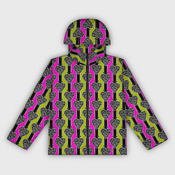 Ветровка с капюшоном женская Striped multicolored pattern Сердце, цвет: 3D-черный