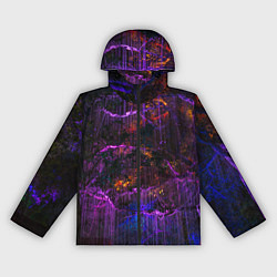 Ветровка с капюшоном женская Неоновые лучи и листья - Фиолетовый, цвет: 3D-черный
