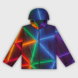 Ветровка с капюшоном женская Неоновые лучи разных цветов - Синий, цвет: 3D-черный