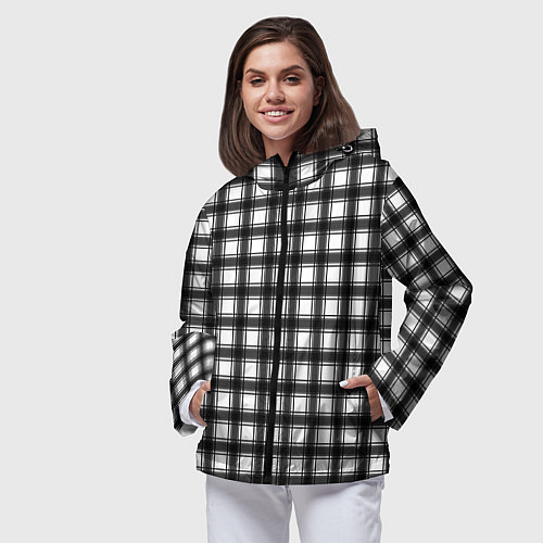 Женская ветровка Black and white trendy checkered pattern / 3D-Черный – фото 3