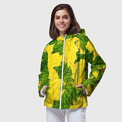 Ветровка с капюшоном женская Осенние кленовые листья, цвет: 3D-белый — фото 2