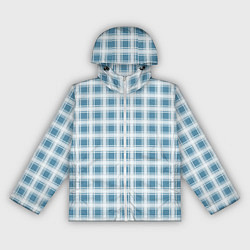 Ветровка с капюшоном женская Бело-голубой клетчатый узор, цвет: 3D-белый
