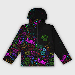 Ветровка с капюшоном женская League Of Legends неон - Arcane logo, цвет: 3D-черный