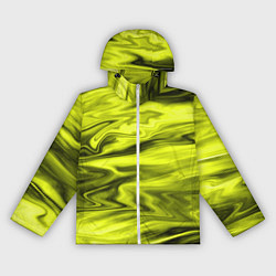 Ветровка с капюшоном женская Неоновый желтый с черным абстрактный узор, цвет: 3D-белый