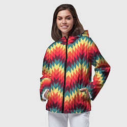 Ветровка с капюшоном женская Мексиканские узоры, цвет: 3D-черный — фото 2