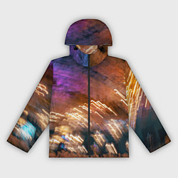 Ветровка с капюшоном женская Неоновые огни и краска во тьме - Оранжевый, цвет: 3D-черный