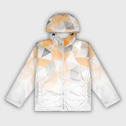 Ветровка с капюшоном женская Однотонный белый и желто-серый геометрический, цвет: 3D-белый