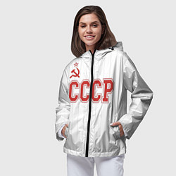 Ветровка с капюшоном женская СССР - Союз Советских Социалистических Республик, цвет: 3D-черный — фото 2