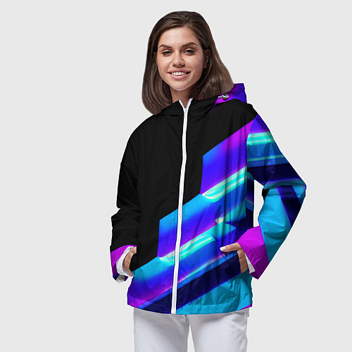 Женская ветровка Яркие неоновые линии / 3D-Белый – фото 3