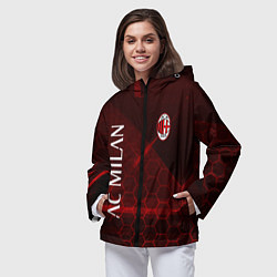 Ветровка с капюшоном женская Ac milan Соты, цвет: 3D-черный — фото 2