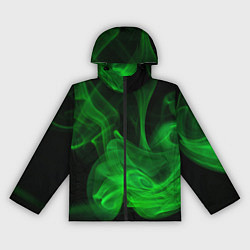 Ветровка с капюшоном женская Зелёный абстрактный дым, цвет: 3D-черный