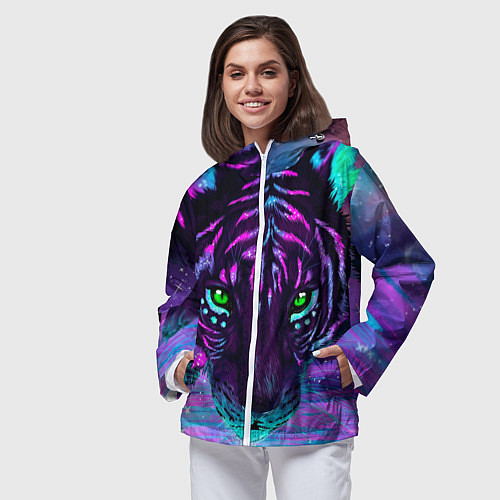 Женская ветровка Светящийся неоновый тигр / 3D-Белый – фото 3