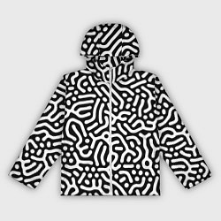 Ветровка с капюшоном женская Лабиринт - паттерн, цвет: 3D-белый