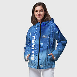 Ветровка с капюшоном женская Subaru - капли, цвет: 3D-черный — фото 2