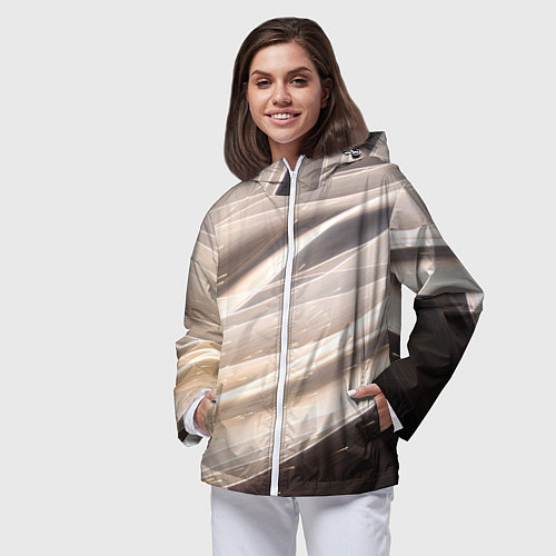 Женская ветровка Абстрактные волны и огни бесконечности / 3D-Белый – фото 3