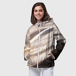 Ветровка с капюшоном женская Абстрактные волны и огни бесконечности, цвет: 3D-белый — фото 2