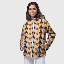 Ветровка с капюшоном женская Тарталья лицо МЕМ Genshin Impact, цвет: 3D-белый — фото 2