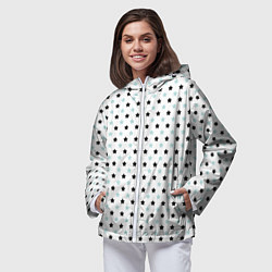 Ветровка с капюшоном женская Бирюзовые, черные звезды на белом, цвет: 3D-белый — фото 2