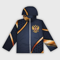 Ветровка с капюшоном женская Blue & gold герб России, цвет: 3D-белый