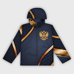 Ветровка с капюшоном женская Blue & gold герб России, цвет: 3D-черный